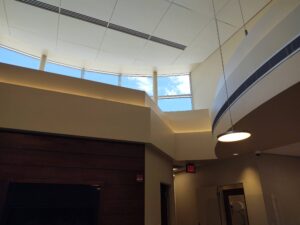 A ceiling with windows